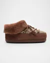 Moon Boot X Guest In Residence Suede Shearling-trim Chalet Mules In Brown