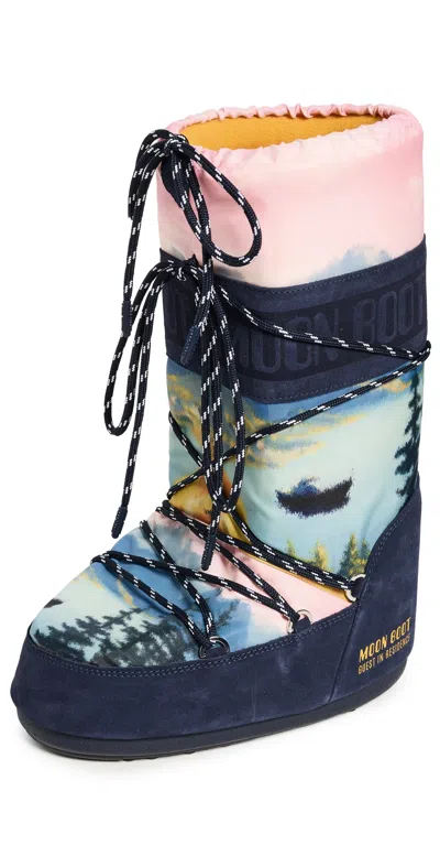 Moon Boot Canvas Suede Guest In Residence Icon Boots In Multi