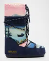 Moon Boot X Guest In Residence Icon Horse-printed Knee-high Snow Boots In Blue