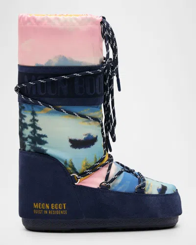 MOON BOOT X GUEST IN RESIDENCE ICON HORSE-PRINTED KNEE-HIGH SNOW BOOTS