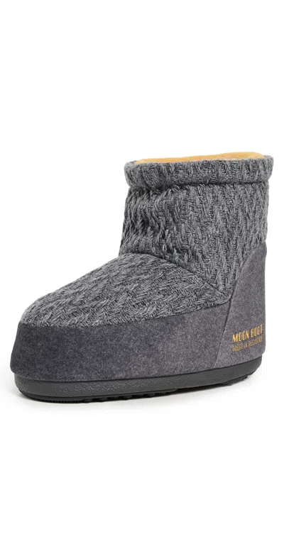 Moon Boot X Guest In Residence Icon Low Nolace Knit Boots Grey In Gray