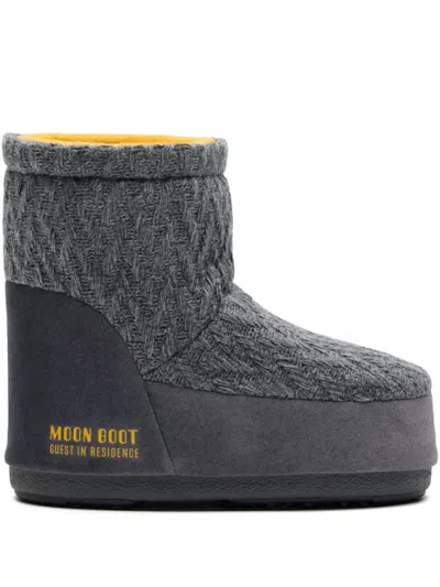 Moon Boot X Guest In Residence Knit Ankle Boots In Gray