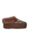 Moon Boot X Guest In Residence Suede Shearling-trim Chalet Mules In Brown