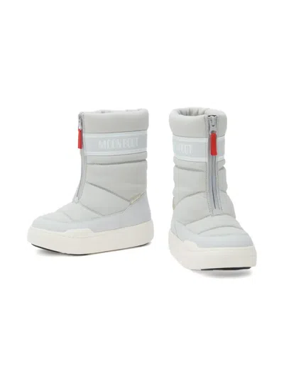 Moon Boot Kids' Zip-front Quilted Snow Boots In Gray