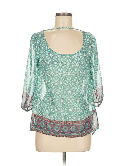 Pre-owned Moon Collection 3/4 Sleeve Blouse In Blue