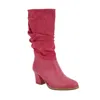 Moon D'elle Women's Red / Pink Nube Boots In Ruffled Cipria In Pink
