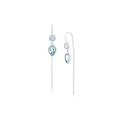 Moon London Women's Blue / Silver Poseidon Blue Topaz Sterling Silver Earrings In Multi