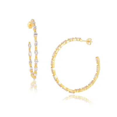 Moon London Women's Epic Sparkling Large Gold Vermeil Hoops