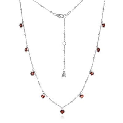 Moon London Women's Gold Mani Garnet Heart Silver Necklace In Metallic