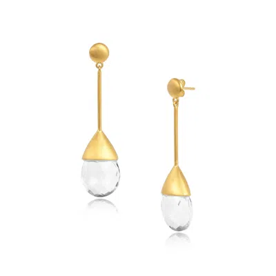 Moon London Women's Icy Neutral Crystals Gold Drop Earrings