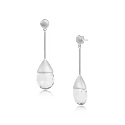 Moon London Women's Icy Neutral Crystals Silver Drop Earrings In Metallic