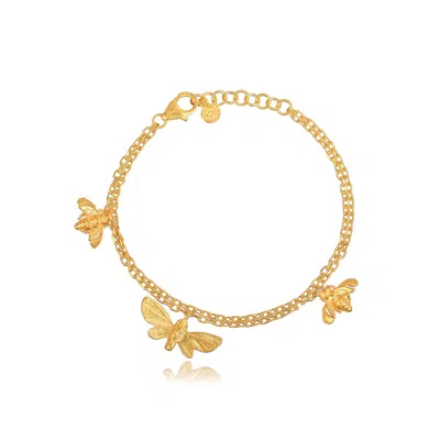Moon London Women's Joy Butterfly & Bee Gold Adjustable Bracelet
