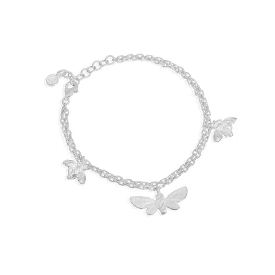 Moon London Women's Joy Butterfly & Bee Silver Adjustable Bracelet