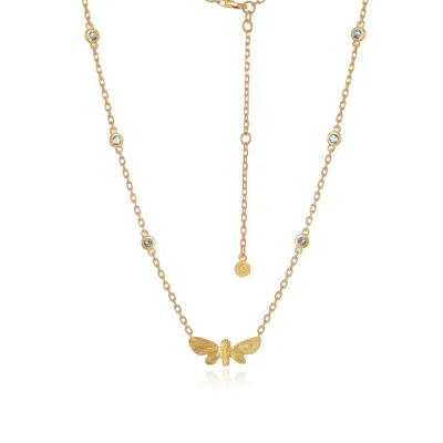 Moon London Women's Joy Butterfly Gemstone Gold Necklace