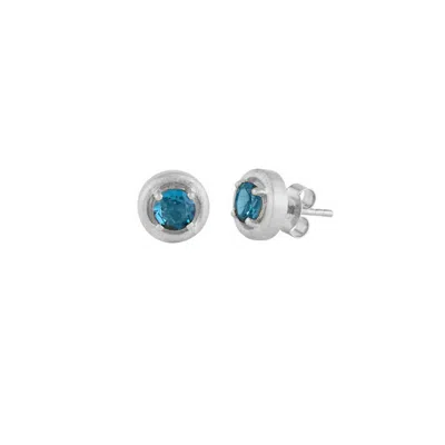 Moon London Women's London Blue Topaz Sterling Silver Stud Earrings