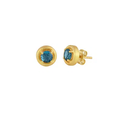 Moon London Women's London Blue Topaz Studs Gold Vermeil Earrings