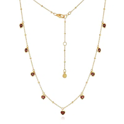 Moon London Women's Mani Garnet Heart Gold Necklace