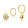 Moon London Women's Pink Amethyst Gold Disk Mini Hoops In Gold