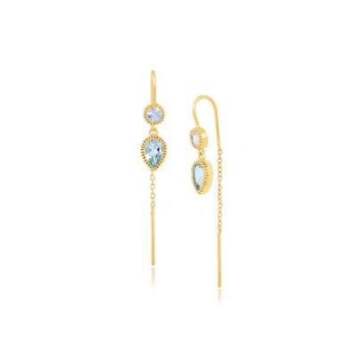 Moon London Women's Poseidon Blue Topaz Gold Vermeil Earrings