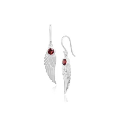 Moon London Women's Silver / Red Angel Wing Garnet Gold Earrings In Multi