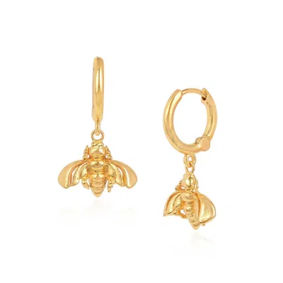 Moon London Women's Wisdom Bee Gold Mini Hoop Earrings