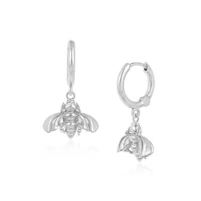 Moon London Women's Wisdom Bee Silver Mini Hoops