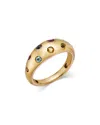 Moon & Meadow 14k Gold Multi Gemstone Dome Band Ring In Gold