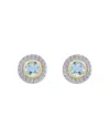 Moon & Meadow 14k Yellow Gold Aquamarine & Diamond Halo Stud Earrings In White/gold