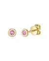 MOON & MEADOW 14K YELLOW GOLD BAILEY PINK SAPPHIRE BEZEL STUD EARRINGS