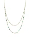 Moon & Meadow 14k Yellow Gold Beaded Double Layered Necklace, 16 In Green/gold
