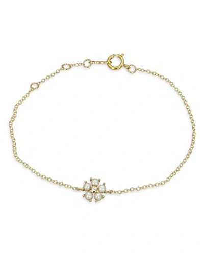 Moon & Meadow 14k Yellow Gold Cultured Freshwater Pearl & Diamond Bracelet, 0.02 Ct. T. W.