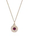 Moon & Meadow 14k Yellow Gold Diamond & Rhodolite Pendant Necklace, 16-20