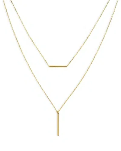 Moon & Meadow 14k Yellow Gold Double Bar Layered Necklace, 16