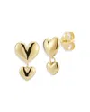 Moon & Meadow 14k Yellow Gold Double Heart Drop Earrings In Gold