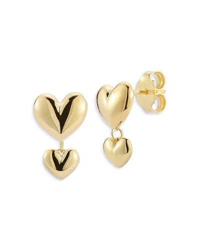 Moon & Meadow 14k Yellow Gold Double Heart Drop Earrings