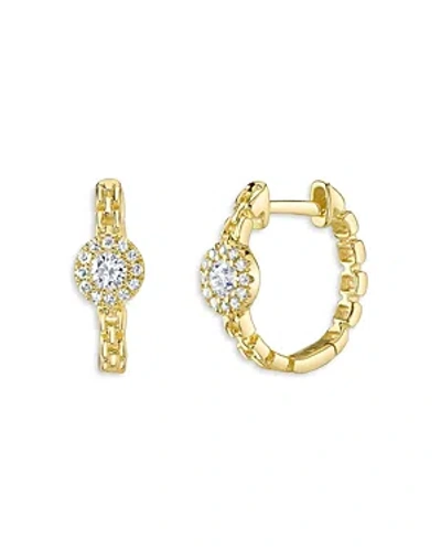 Moon & Meadow 14k Yellow Gold Eden Diamond Halo Chain Link Small Hoop Earrings