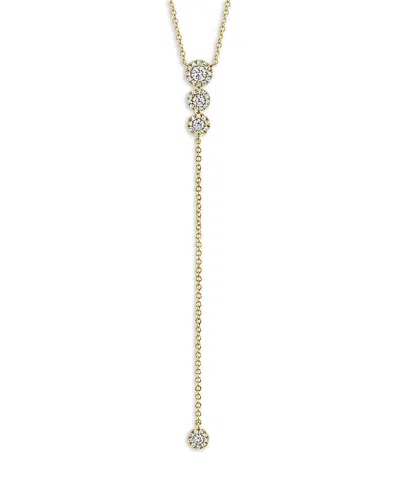 Moon & Meadow 14k Yellow Gold Eden Diamond Halo Lariat Necklace, 18