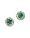 Moon & Meadow 14k Yellow Gold Emerald & Diamond Stud Earrings In Green