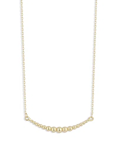 Moon & Meadow 14k Yellow Gold Graduated Bead Curved Bar Necklace, 17-18