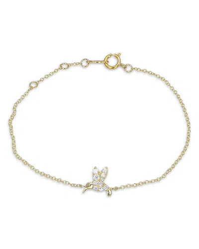 Moon & Meadow 14k Yellow Gold Hummingbird Diamond Bracelet, 0.12 Ct. T. W.