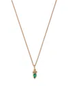 Moon & Meadow 14k Yellow Gold Italy Emerald & White Topaz Bezel Pendant Necklace, 16-18 - Exclusive In Green/gold