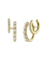 Moon & Meadow 14k Yellow Gold Jackie Cultured Freshwater Pearl & Diamond Double Hoop Earrings In White/gold