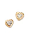 Moon & Meadow 14k Yellow Gold Lab Grown Diamond Heart Bezel Stud Earrings In Gold
