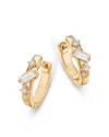 Moon & Meadow 14k Yellow Gold Lab Grown Diamond Round & Baguette Huggie Hoop Earrings In Gold