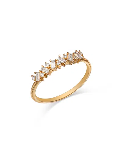 Moon & Meadow 14k Yellow Gold Lab Grown Diamond Round & Baguette Linear Cluster Ring