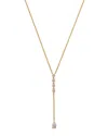 Moon & Meadow 14k Yellow Gold Lab Grown Diamond Round & Pear Cut Lariat Necklace, 16