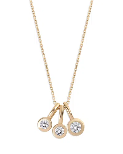 Moon & Meadow 14k Yellow Gold Lab Grown Diamond Triple Bezel Drop Pendant Necklace, 16-20