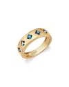Moon & Meadow 14k Yellow Gold London Blue Topaz Band Ring In Blue/gold