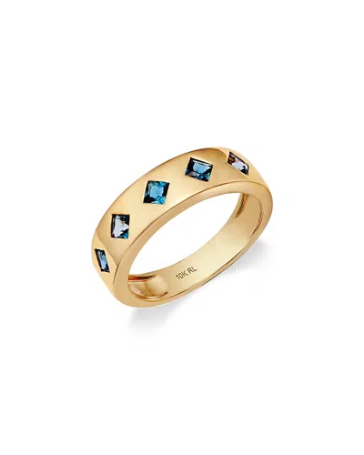 Moon & Meadow 14k Yellow Gold London Blue Topaz Band Ring In Blue/gold