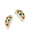 Moon & Meadow 14k Yellow Gold London Blue Topaz Dome Hoop Earrings In Blue/gold
